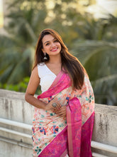 Tussar Silk Kalamkari Floral Printed Saree